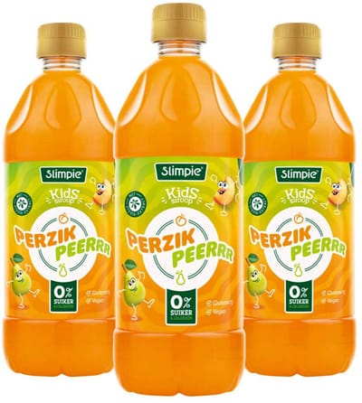 Slimpie Siroop Kids Perzik Peerrr - 3 x 580 ml - Voordeelverpakking