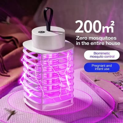 Oplaadbare Muggenlamp – Elektrische Muggenvanger & Insectenverdelger met UV-Licht – Stil Anti-Muggenapparaat voor Binnen en Buiten – Wit