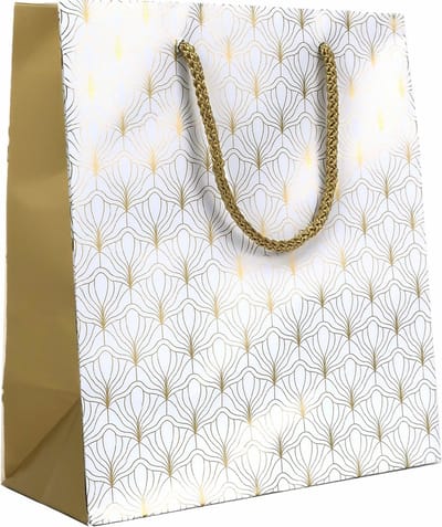 Luxe Cadeautas Met koord - 19 x 10 x 23 cm - Art Fan - Gold - 12 Stuks
