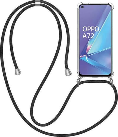 Telefoonhoesje Geschikt voor Oppo A72 5G met Koord en Stootrand - TPU Backcover Shockproof met Lanyard - Smartphonica geschikt voor Oppo A72 5G