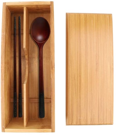 Dailygoods- Eetstokjeshouder Artistiek Ontwerp - Bestekorganizer - Keukengerei Houder - Duurzaam Bamboe - Eenvoudige Reiniging - Robuuste Structuur - Bestekhouder