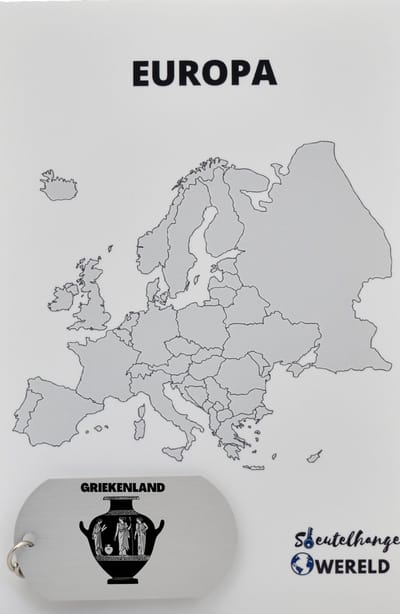 Griekenland Sleutelhanger inclusief kaart – Griekenland cadeau – beste land- Leuk kado voor je Vriend om te geven - 2.9 x 5.4CM