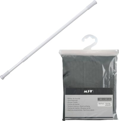 MSV Douchegordijn met ringen - donkergroen - polyester - 180 x 200 cm - incl ophangstang uitschuifbaar 70-120 cm