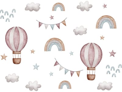 Sipo Wandsticker Ballonnen en Regenboog - Zelfklevende Muursticker voor Kinderkamer - 64x86 cm - Kleurrijke Decoratie voor Meisjes- en Jongenskamer