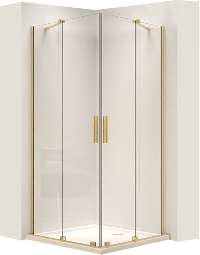 Rea Montana Brush Gold 90X90 - 200 cm - Douchecabine - Vierkant - Geborsteld Goud