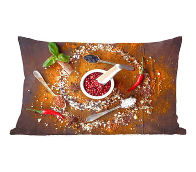 Sierkussens - Kussentjes Woonkamer - 60x40 cm - Vijzel - Kruiden - Lepels - Specerijen - Bruin - Peper