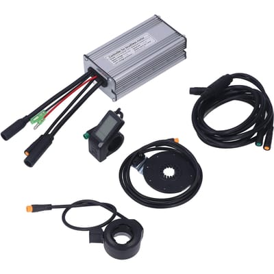 Contrôleur de Moteur de Vélo Électrique 22A Contrôleur de Vitesse avec Panneau LCD4 Câble 1 à 2 Kit Entièrement Étanche pour Engrenage 500W gray