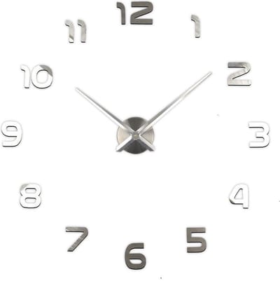 Grote Wandklok 3D – Moderne DIY Klok – Zilver – Stil Uurwerk – 70-120 cm