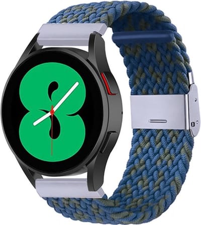 By Qubix - Geschikt voor Garmin bandje - Geschikt voor Garmin Venu / Sq / Sq2 / 2 plus - Braided nylon bandje - Groen / blauw - Smartwatch bandje 20mm