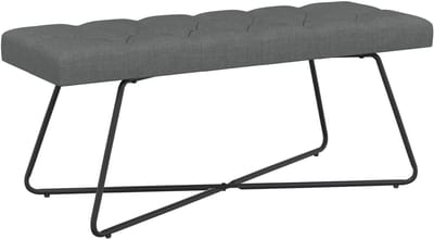 vidaXL - Bank - met - knopen - tufting - Donkergrijs - 110 - x - 40 - x - 46 - cm - Stof