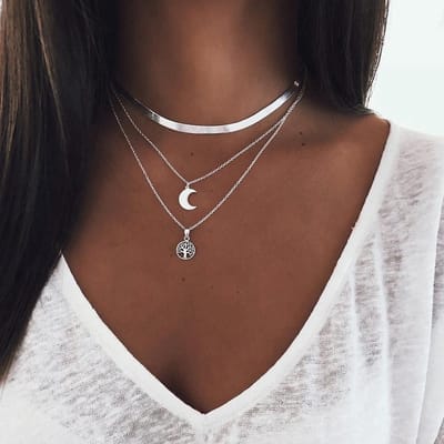 Sorprese Ketting - Malaga - Zilverkleurig - Ketting Dames - cadeau - Model Z