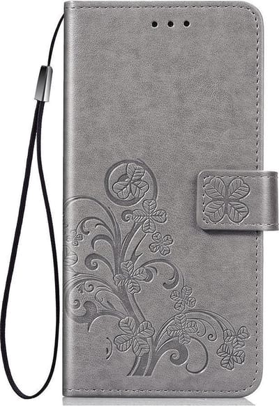 Shop4 - Nokia 3.2 Hoesje - Wallet Case Bloemen Patroon Grijs