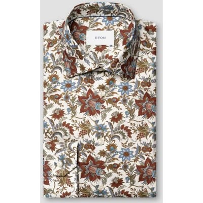 Eton Overhemd Floral Fantasy Organic Cotton Signature Twill Rood-Multi / male