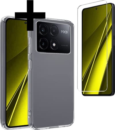 Hoesje - Met Screenprotector - Geschikt voor Xiaomi Poco X6 Pro 5G - Sterk & Shockproof - Back Cover - Siliconen Case - Telefoon Hoes - Telefoonhoesjes - Transparant