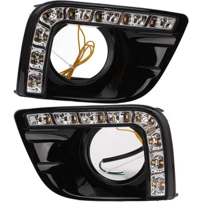 1 Set Feux de Jour DRL Voiture LED Phare Antibrouillard 3 Couleurs Remplacement pour PRADO 2010‑2013 gray