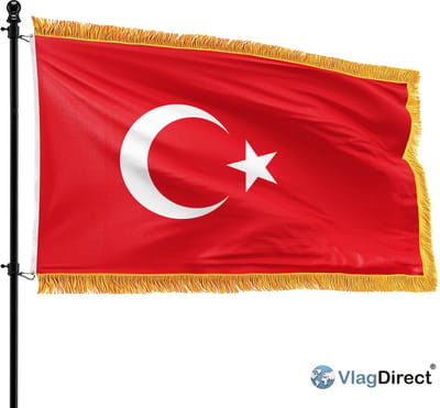VlagDirect - Luxe Turkse vlag - Luxe Turkije vlag - 90 x 150 cm - Franjes.