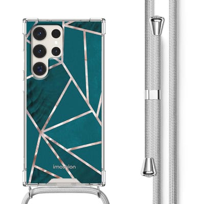 imoshion Hoesje - Geschikt voor Samsung Galaxy S23 Ultra - Design Hoesje met Koord - Petrol Green Graphic