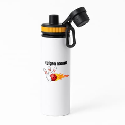 Hacebo® - bowling kegels vuur met eigen naam waterfles met draaidop oranje - Bowlen - ieman die graag bowlt - sport - bal - kegels - cadeau - verjaardag - kado - water fles - 850ML