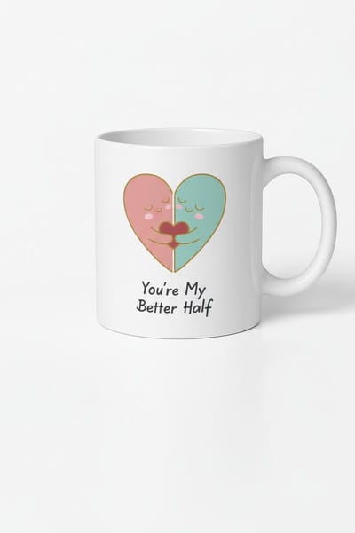 Liefde Mok: 'You're My Better Half' met Hartjes Design | Romantisch Cadeau