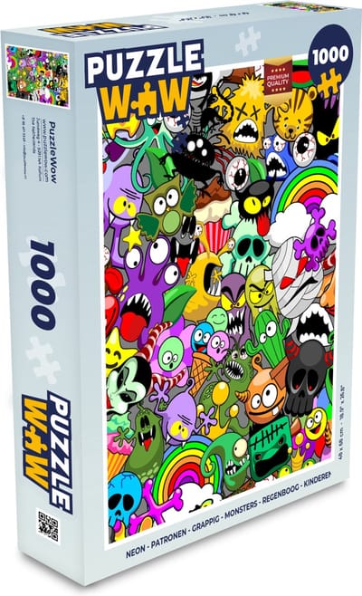 Puzzel Neon - Patronen - Grappig - Monsters - Regenboog - Kinderen - Legpuzzel - Puzzel 1000 stukjes volwassenen