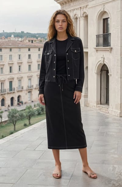 MI PIACE - Bonded Travel Rok 202684 Black - Maat : L