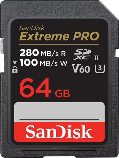 SANDISK Pro SD-Kaart 64GB V60 UHS-II 280/100MB/s