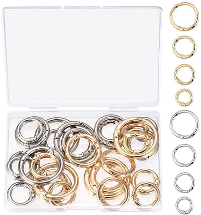 Dailygoods- Karabijnhaak Ronde O-Ring - 30 Stuks - Sleutelhanger - Veerring - Zinklegering - Corrosiebestendig - Duurzaam