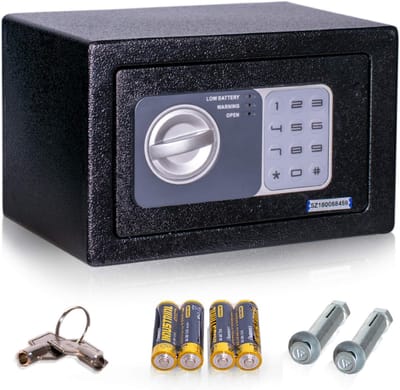 Elektronische Kluis - Cijferslot Mini - Waardevolle Spullen - Dubbele Boutenvergrendeling - 4 Liter Volume - Zwart
