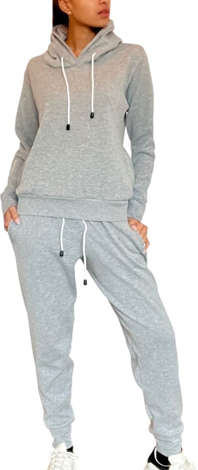 Grijze joggingpak dames | Tracksuit | Hoodie | Joggingbroek |Huispak | zachte stof | XL | By Mamboo