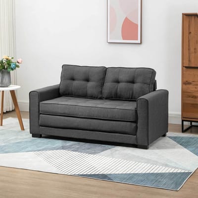 STILVORA Slaapbank 147,5 x 75 x 85 cm - 2-Zits Met Slaapfunctie En Uitklapbaar Bed - Voor Woonkamer Of Logeerkamer - Polyester Grijs