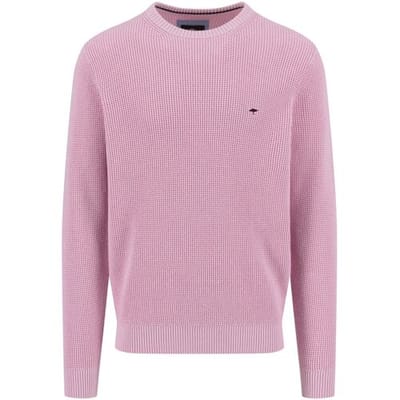 Fynch-Hatton Trui Uni Color O-Neck Structure Supersoft Cotton Magnolia / male
