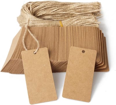 Papieren Cadeaulabels - Geschenklabels Blanco - Decoreren en Markeren - 350 GSM Kwaliteitskarton - 200 stuks - Bruin