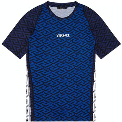 Versace La Greca T-shirt Sport Manches Courtes Coupe Ajustée Hommes T-shirts Bleu 1004120-1A03049-6U700 M black