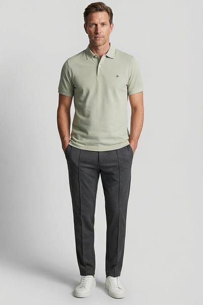 Baileys – Heren – Poloshirt – Katoenmix – Korte mouwen – borstzak – Polo – Groen – 615279-72
