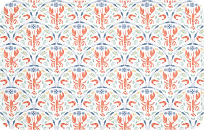WC mat 80x50 cm - Antislip - Kreeft - Patroon - Blauw - Toiletmat - Vloermat - Douchemat - Toilet tapijt - Toiletmatten