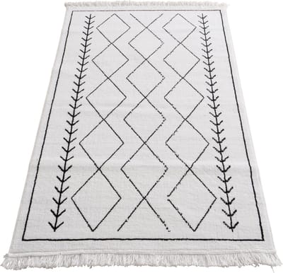 Vloerkleed Bohemian Zwart Wit 180 x 120 cm