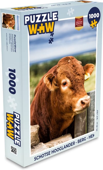 Puzzel Schotse Hooglander - Berg - Hek - Legpuzzel - Puzzel 1000 stukjes volwassenen