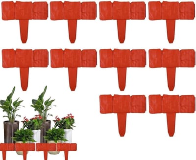 Stenen borderrand - Tuinrand Gazonrand - Tuin Afscheiden - In elkaar grijpende panelen - 10 stuks - Rood