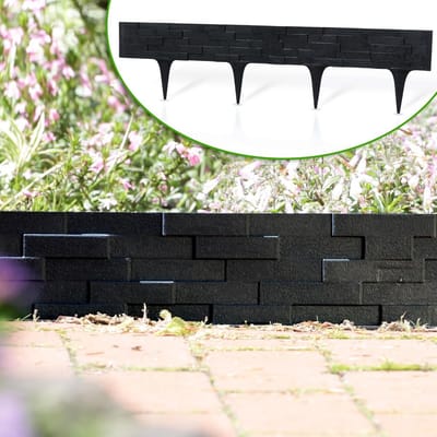 Gazonrand Tuinpalissade - Bloembedranding Hek - Tuin Decoratie - Flexibele Steenlook - 395 m - Zwart