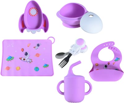 Sproudsy Serviesset Space - Kinderservies - Kraamcadeau - Baby - 6-delig - Lilac