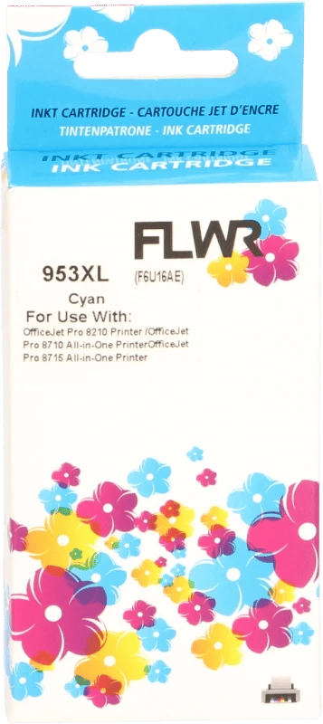 FLWR inktcartridge voor HP 953XL Cyaan - Premium Huismerk HP 953 inkt (Cyaan - hoge capaciteit) o.a. geschikt voor HP OfficeJet Pro 7740, HP OfficeJet Pro 8730, HP OfficeJet Pro 8725, HP OfficeJet Pro 8710, HP OfficeJet Pro 8210.