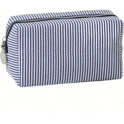1 pièce Sac Cosmétique Femme Rayures Pochette Zippée Voyage Sacs de Toilette Dames Rangement Maquillage Sac Sac Essentiels de Voyage Voyage pour Plage pour Sac Cosmétique bleu