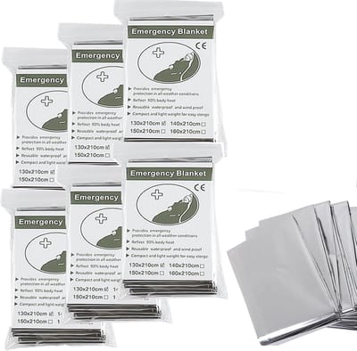6 Stuks Dunne Nooddekens Mylar Warmtefolie voor Buitenactiviteiten