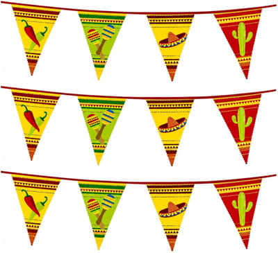 Boland Mexicaanse vlaggenlijn - 3x - 6 meter - Plastic - Mexico versieren - landen thema feestartikelen