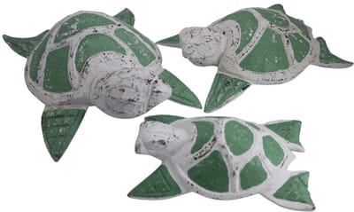 Set 3 schildpadden groen/wit Lea