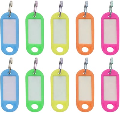 Dailygoods- Sleutelhangers 10-delige set - Beschrijfbare Sleutellabels - Kunststof - Verwisselbare Etiketten - Flexibel - Afmetingen 5x2 cm - Sleutelbordjes