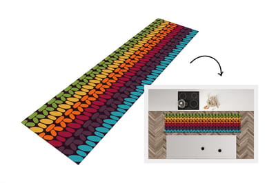 Keukenloper 200x50 cm - Keukenmat vinyl Haakpatronen - Retro - Regenboog - Keukenmatten loper - Keuken vloerkleed tapijt