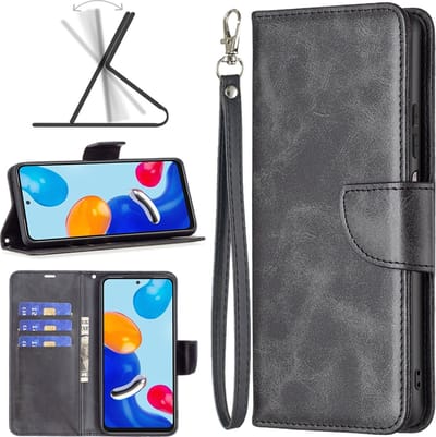 MobyDefend Hoesje - Geschikt voor Xiaomi 12 / 12X - Wallet Book Case Met Koord - Zwart