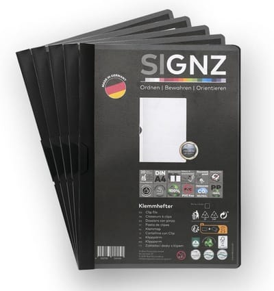 Klemmappen A4 - Documentmappen - Documenten Archiveren - CO2 Neutraal Geproduceerd - 5 Stuks - Zwart