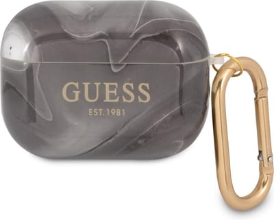 Guess Shiny Marmer AirPods Pro Case Zwart